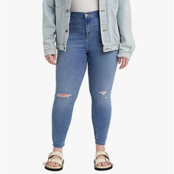 Levi's 721 Blue High Rise Skinny Distressed Denim Jeans Womens Plus Size 24W - Picture 1 of 16